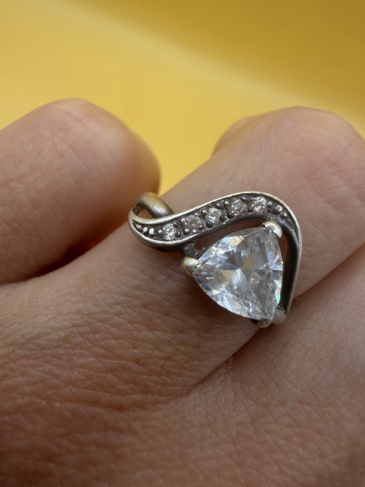 Uk size M sterling silver ring with large Stone#10 image 4