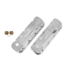 241-84 Holley M/T Valve Covers - Vintage Style - Finned - BBC - Polished