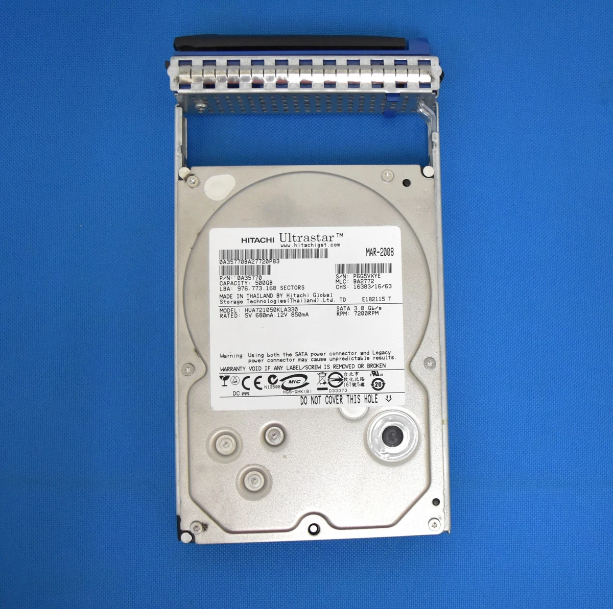 25+ Hitachi 3.5 in Form Factor 500 GB Storage Capacity Internal