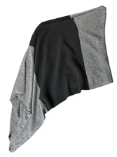 NWT Alashan 100% Cashmere Gray Black Dress Topper Poncho Shawl One Size Soft