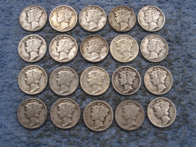 20 SILVER MERCURY DIMES WITH DATES lot 5