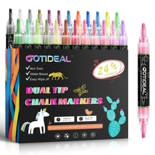 GOTIDEAL Chalk Markers Dual Tips,Erasable Liquid Chalk Marker for