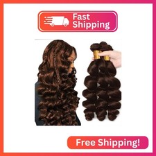  4 Chocolate Brown Bundles Human Hair Loose Deep Wave Bundles 16 18 20 Inch Unpr