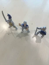 Lot of 3 Safari Ltd PVC Knights War Horse Figures Halberd Flag Sword Blue
