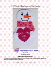 Valentine's Day Snowman Wall Hanging-Plastic Canvas Pattern or Kit