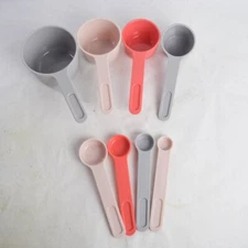 Target Room Essentials 8pc Plastic Measuring Cups Spoons Pink Coral Gray