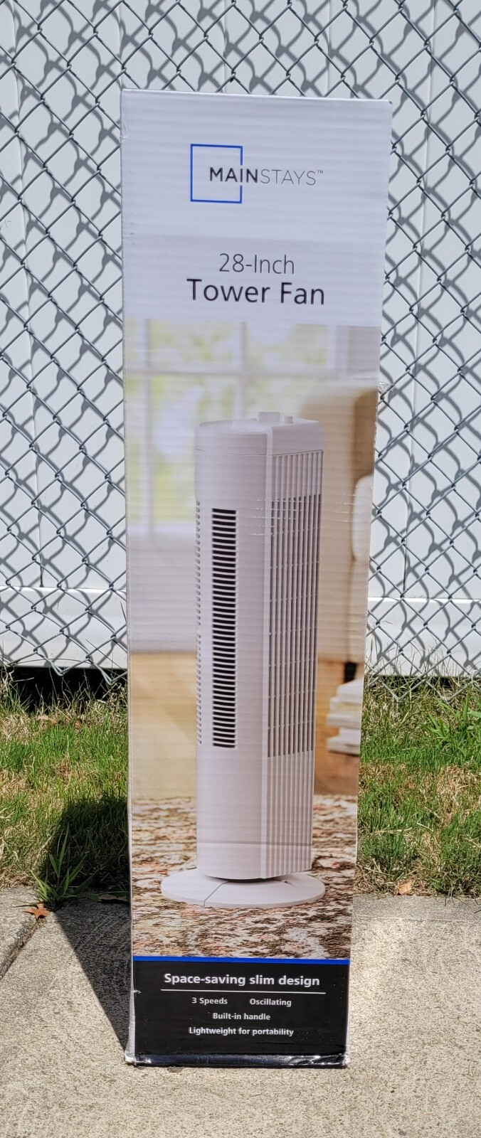 Mainstays 28u0026#034; 3-Speed Oscillating Tower Fan White, FZ10-19MB - NEW |  eBay