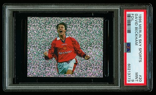 1996 DAVID BECKHAM (ROOKIE) Merlin Sky Sport Foil Sticker #20 PSA 9 Tough Card!