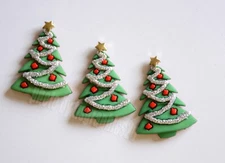 3 Decorated Christmas Tree Flat Back Embellishments / Jesse James ~ Dress It Up