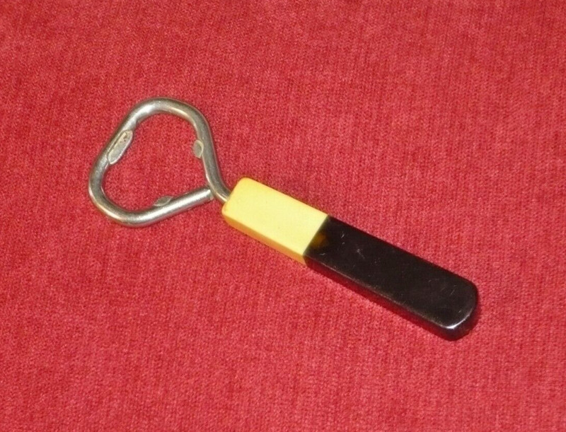 Vintage 40's/50's? Two Tone Yellow/Transparent Blue Plastic Handle Bottle Opener