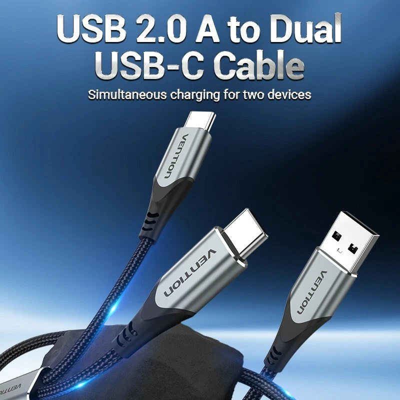 USB C Cable USB to Type C Male to Male 2 in 1 Fast Charging Cable for Samsung - Image 2 of 4