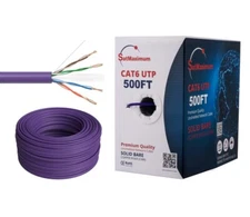 500ft CAT6 CMR Riser Ethernet Cable 23AWG UTP Solid Bare Copper Wire Purple