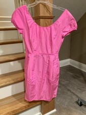 J Crew NWOT Woman's Size 8 Feminine Bright Pink Short Sleeve Springtime Dress