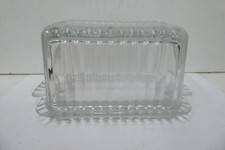 VINTAGE PRESSED GLASS "THE KING" BUTTER DISH 