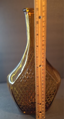 Vintage Decor Empoli Amber Decanter with Diamond Cut Pattern- no topper - 第 5/8 張圖片