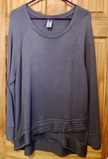 Womens Active Life Long Sleeve Leisure Active Wear Cross Gray Top Sweatshirt XXL