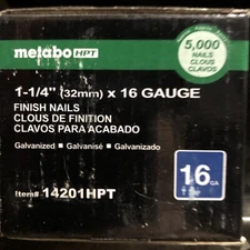 Metabo HPT  14206 Straight Strip 1-1/4” x 16 G Finish, Steel, 5,000 Nails