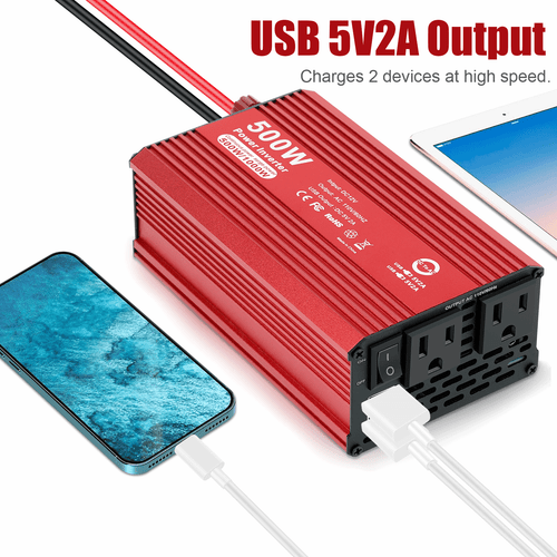 500W Car Power Inverter DC 12V To AC 110V 120V Adapter Converter 2 USB 2 AC - Picture 9 of 10
