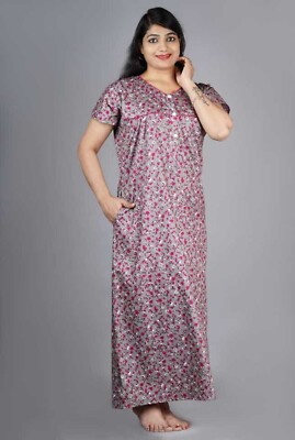 Printed Night Dress Pure Cotton Girls And Women's Nighty Gown Maxi Super  Soft | eBay