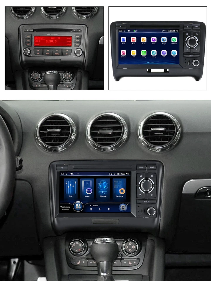 7''Autoradio Stereo per Audi TT 2006-2011 2Din Android 14 GPS WIFI 4G BT SWC DAB - Immagine 2 di 4
