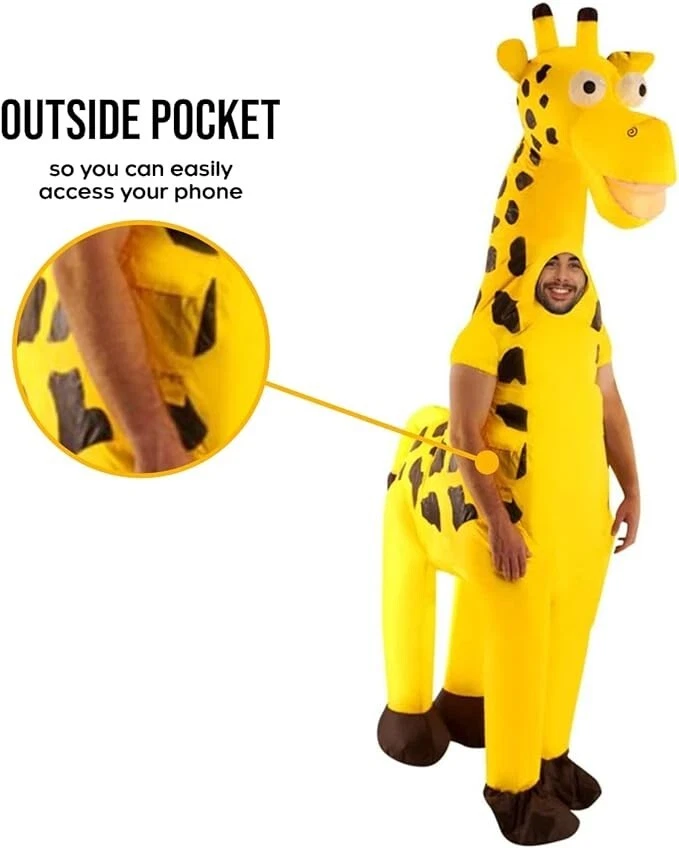 Гигантский жираф надувной костюм взрослых смешной животное взорвать костюм Хэллоуин вечеринки - Изображение 3 из 4