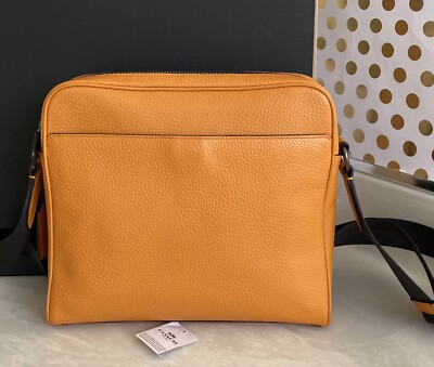 NWT COACH CHARLES TANGERINE LEATHER CAMERA BAG WITH NY SPACE