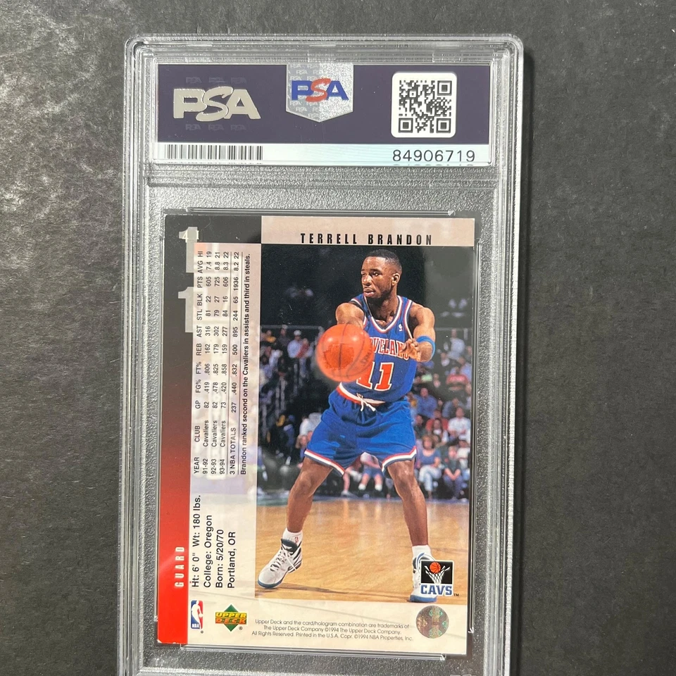 1994-95 Upper Deck #41 Terrell Brandon Signed Card AUTO PSA/DNA Slabbed Cavalier - Image 2 of 2