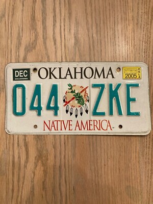 2005 Oklahoma Native American License Plate 044 ZKE