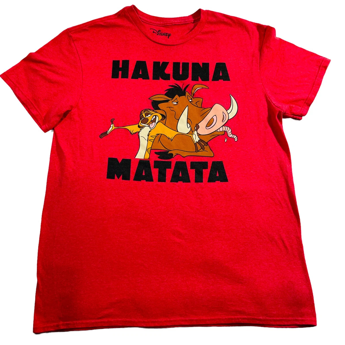 Disney Hakuna Matata T Shirt Men s Size Large Red Pumbaa Timone