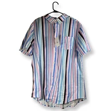 Retroline CSS Stripe Shirt Men or Women Button Up Pink Blue Black Stripes Beach