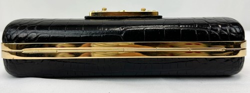 Borsa pochette Louis Vuitton Minaudiere Tresor in pelle di coccodrillo nera noir N90771 - Foto 6 di 15