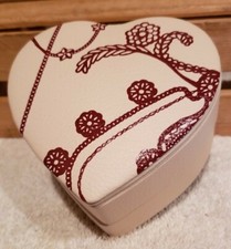 Pandora Leather Heart-Shaped Jewelry Box Blk Felt Lined Bracelet/Charms Holder