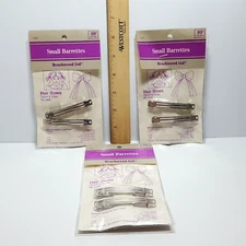 Vintage 1998 USA Made Beachwood Ltd Lot 6 Small (2.5") Silver Hair Bow Barrettes