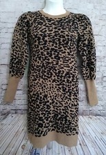 Ann Taylor Loft Leopard Print Sweater Dress Wool Blend Small