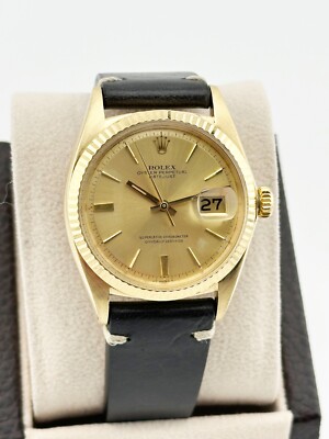 Rolex Datejust 1601 Champagne Pie Pan Doorstop Dial 14K Yellow Gold