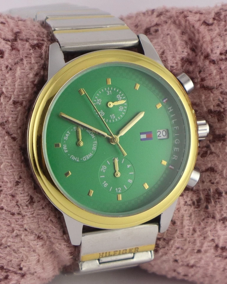 Reloj pulsera Tommy Hilfiger cronógrafo esfera verde con correa de acero para mujer ''fecha'' Foto 2 de 4