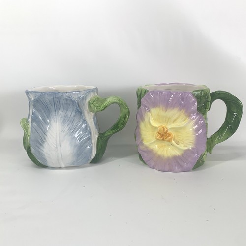 Vintage Sakura Colors of Spring Mugs Flower Set Ceramic Blue Pink Purple Yellow - Picture 6 of 20