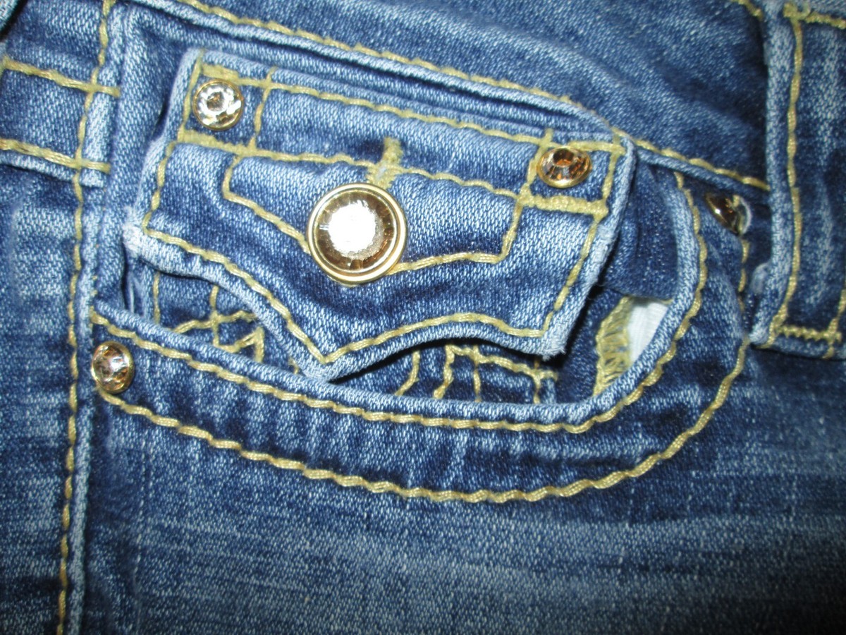TRUE RELIGION Disco Billy Big T Jeans Straight Leg Swarovski