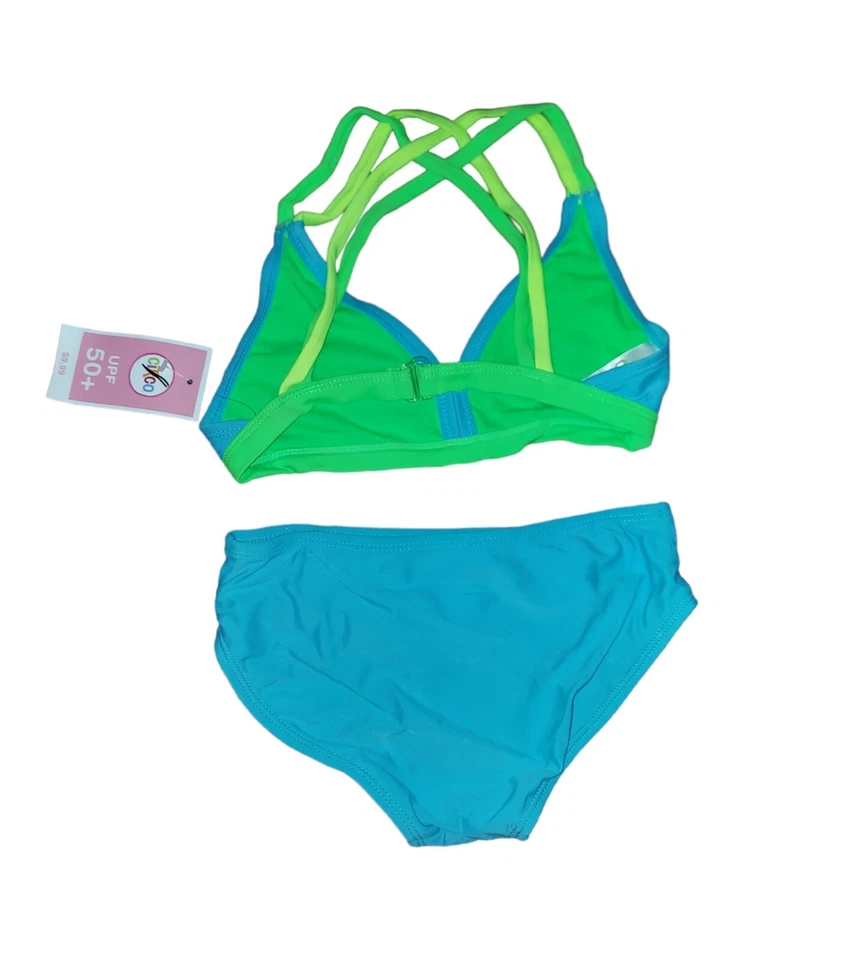 Traje de baño Circo Girls 2 piezas parte superior inferior UPF 50 con forro azul verde S/P 6/6X (ZT) Foto 2 de 4