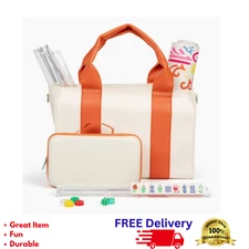 Deluxe Acrylic Mahjong Set 160 Tiles 4 Racks Case Mat New Starter Kit Blooming