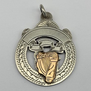 Vintage Irish Sterling Silver & Gold Harp Fob Pendant Dublin 1952 Hallmarked