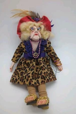 Vintage Red Hat Society Doll Clay And Plush Lady Very Detailed