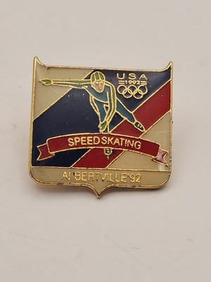 USA Speed Skating Albertville France 1992 Winter Olympic Games Souvenir Pin
