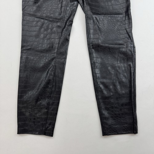 VINCE CAMUTO Black Faux Leather Leggings Reptile Print Pull On PS Petite Small - Picture 4 of 10
