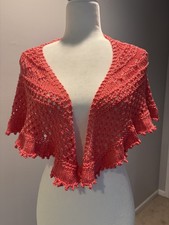Hand knit coral shawl
