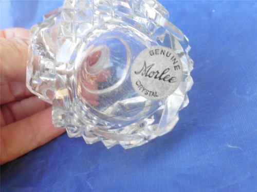 VINTAGE MORLEE PERFUME BOTTLE Etched Glass ROSES Stopper Czech Glass - Picture 10 of 12