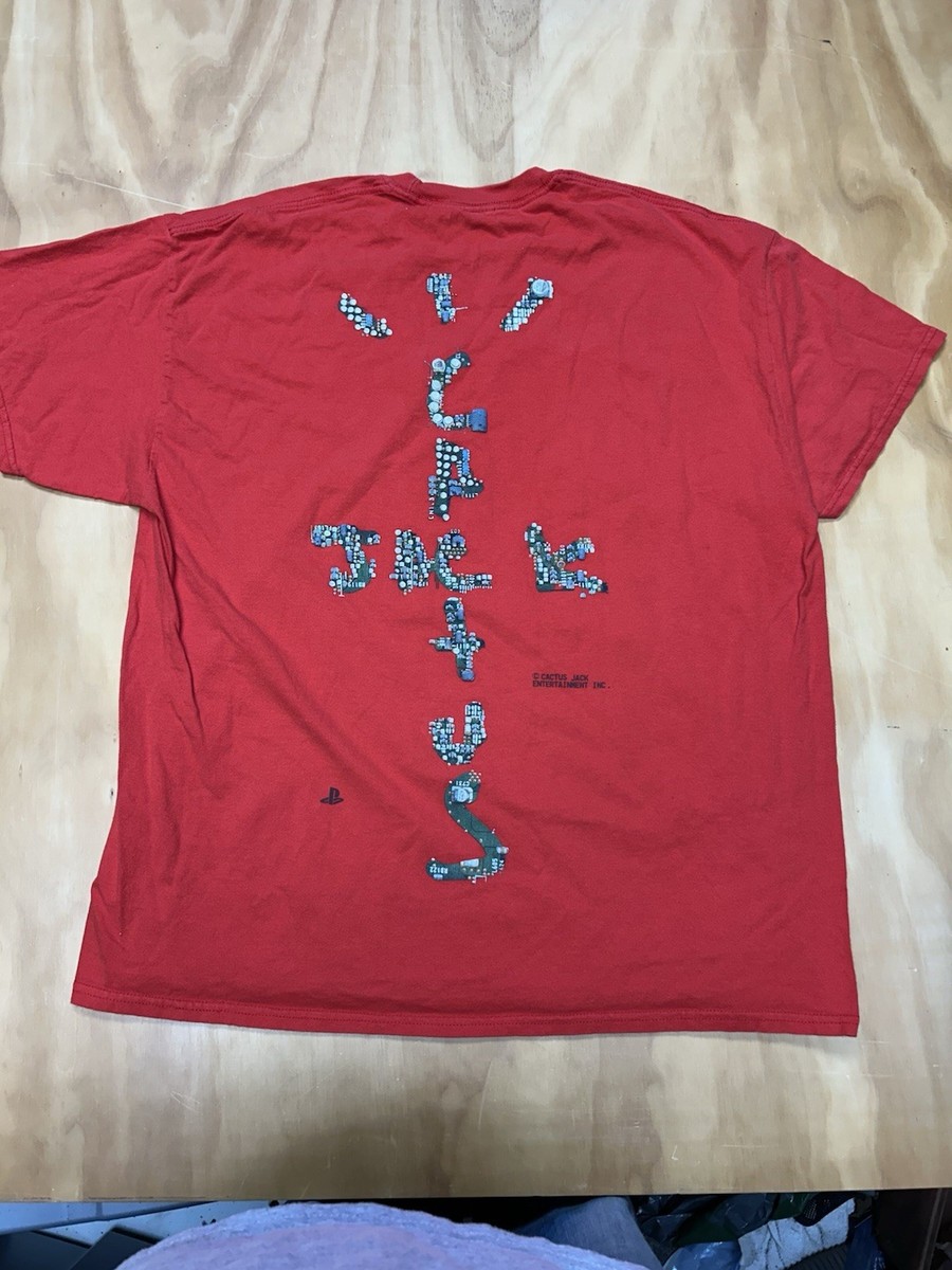 TRAVIS SCOTT x PLAYSTATION Cactus Jack Motherboard T-Shirt Red XL