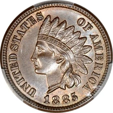1885 1C Indian Cent PCGS MS64BN (PHOTO SEAL & CAC)
