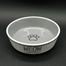 Spectrum Designz Meow Cat Bowl Gray And White Ceramic 5 X 1.5 Inches Whiskers