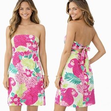 Lilly Pulitzer Vintage Parrot Port Of Caw Strapless Fit And Flare Back Tie 6